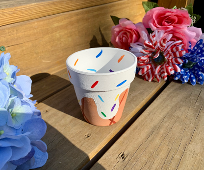 Vanilla Ice Cream Flower Pot 3.5in