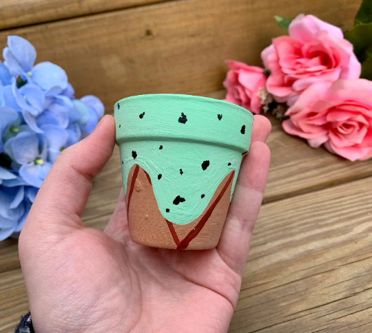 Mini Mint Chocolate Chip Ice Cream Flower Pot 2.25in