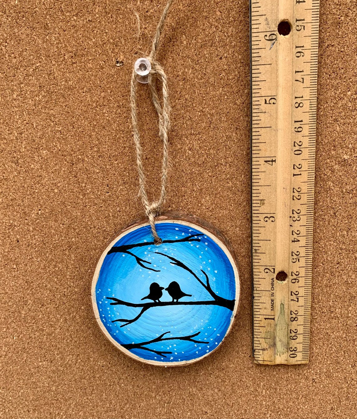 Birds on Tree Blue Ornament