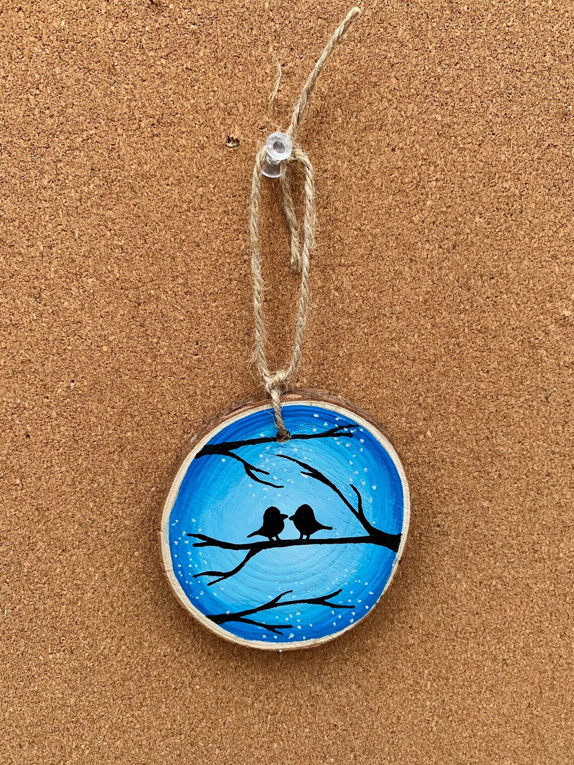 Birds on Tree Blue Ornament