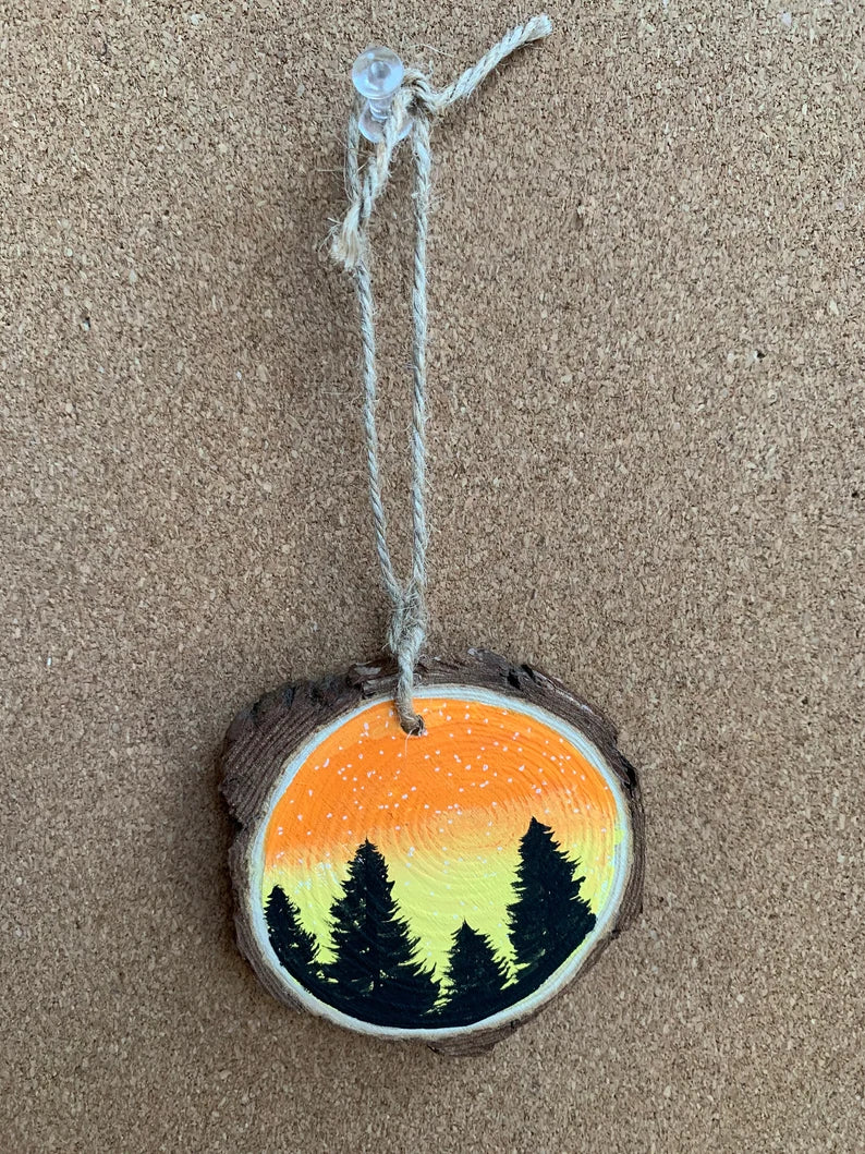 Yellow and Orange Sky Trees Ornament