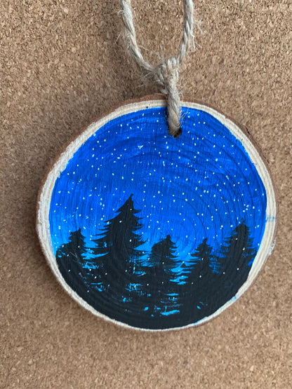 Blue Night Sky Trees Ornament