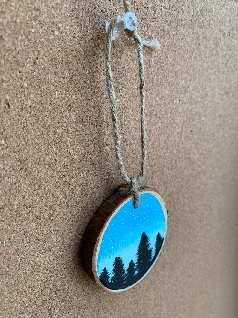 Teal Sky Trees Ornament