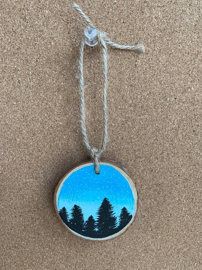 Teal Sky Trees Ornament