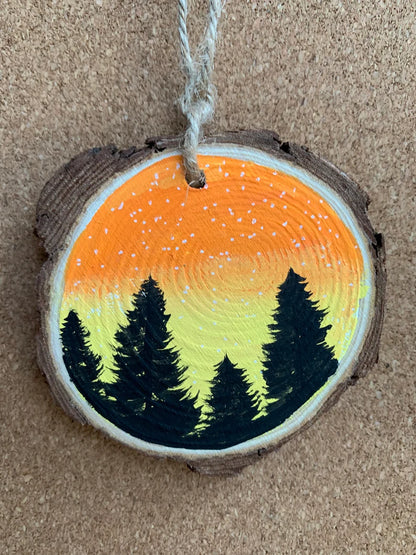 Yellow and Orange Sky Trees Ornament