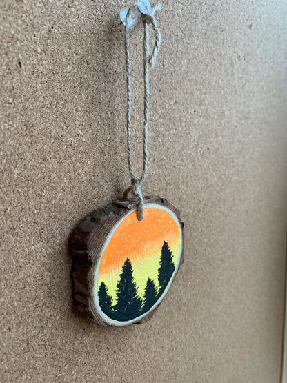 Yellow and Orange Sky Trees Ornament