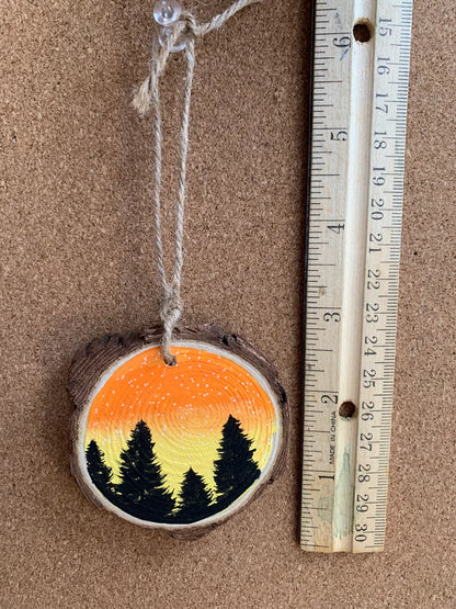 Yellow and Orange Sky Trees Ornament