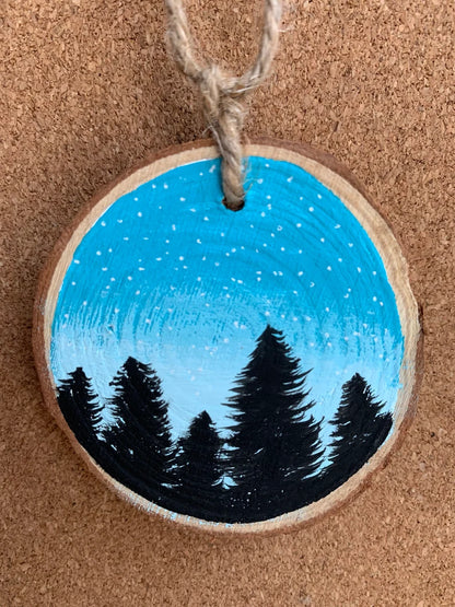 Teal Sky Trees Ornament