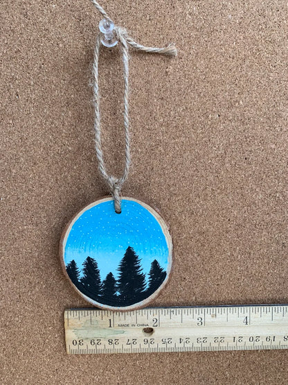 Teal Sky Trees Ornament