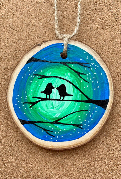 Birds on Tree Blue and Green Ornament