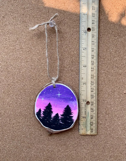 Purple and Pink Sky Trees Ornament