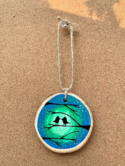 Birds on Tree Blue and Green Ornament