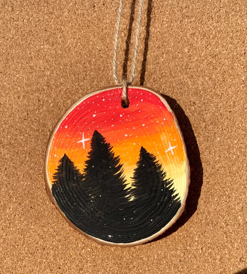 Red and Orange Sky Trees Ornament