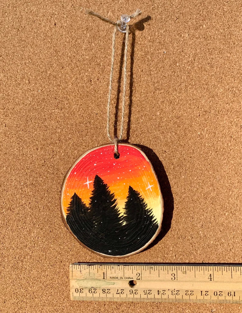 Red and Orange Sky Trees Ornament