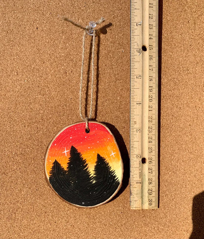 Red and Orange Sky Trees Ornament