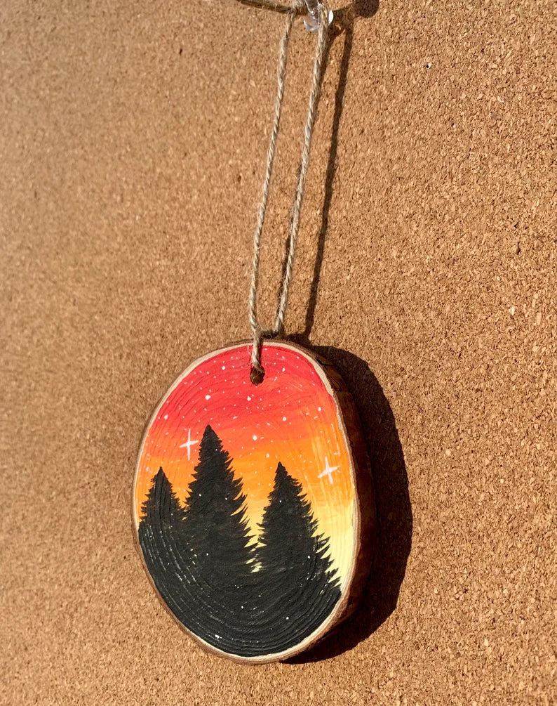 Red and Orange Sky Trees Ornament