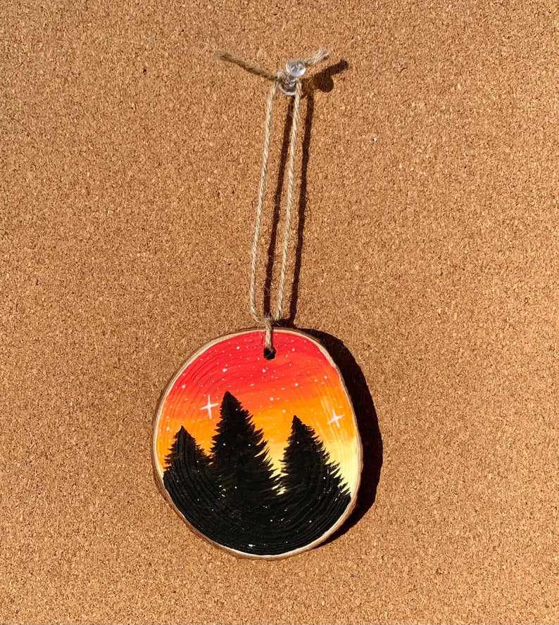 Red and Orange Sky Trees Ornament