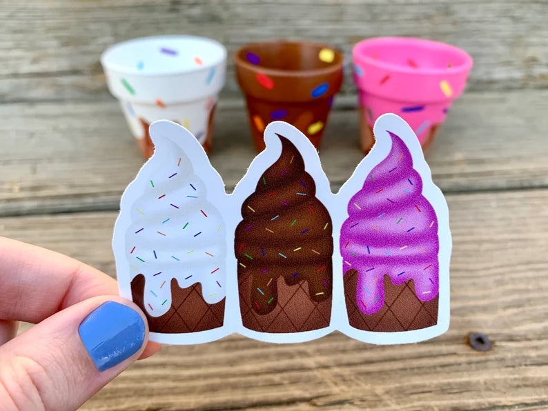 Ice Cream Flower Pots Sticker