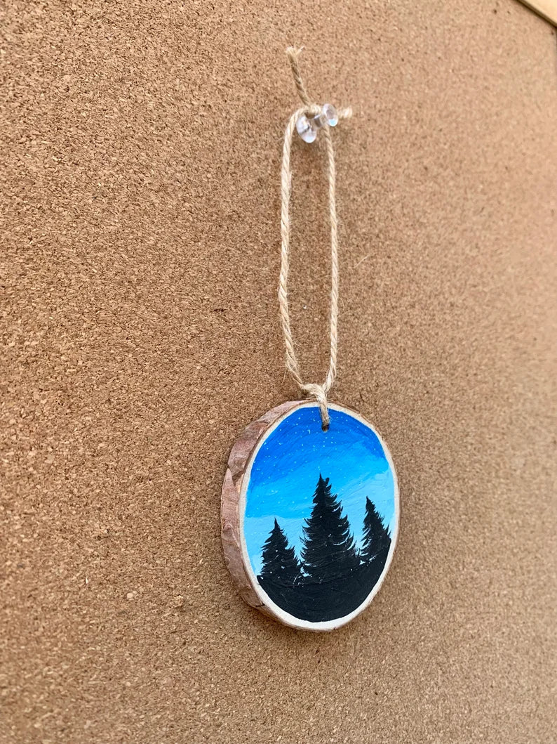 Light Blue Sky Trees Ornament