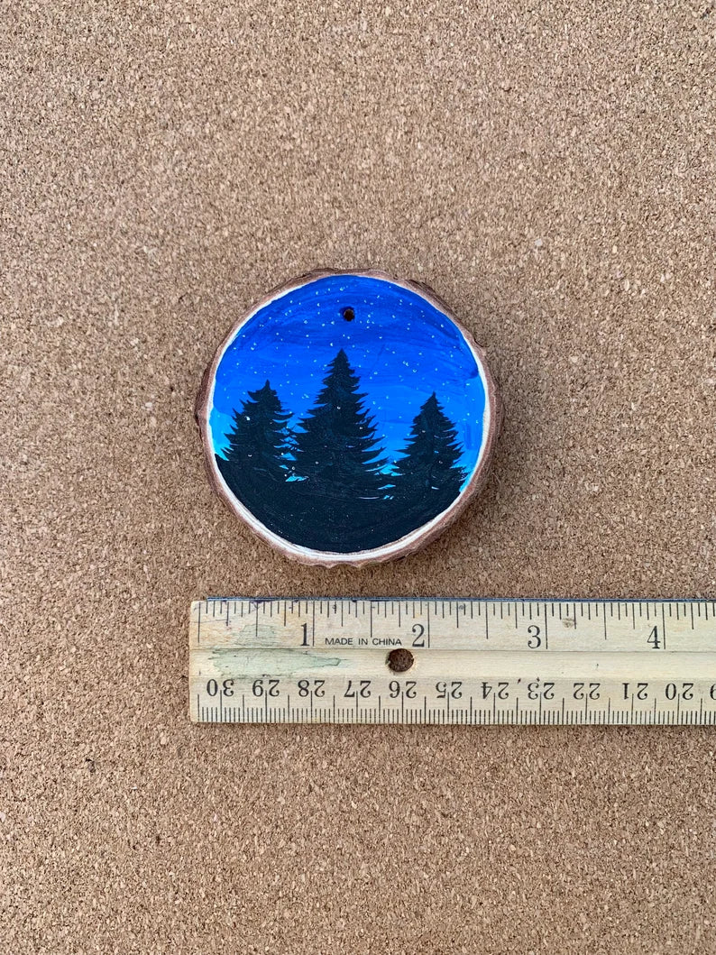 Blue Night Sky Trees Magnet