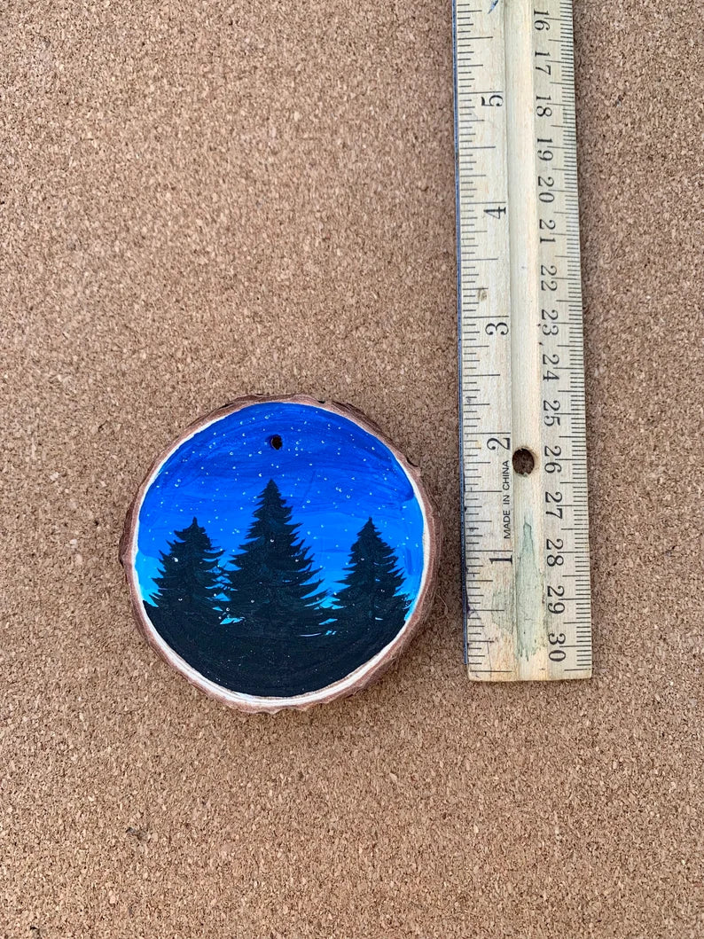 Blue Night Sky Trees Magnet