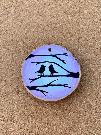 Birds on Tree Magnet Light Purple and Blue