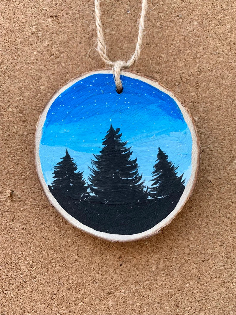 Light Blue Sky Trees Ornament