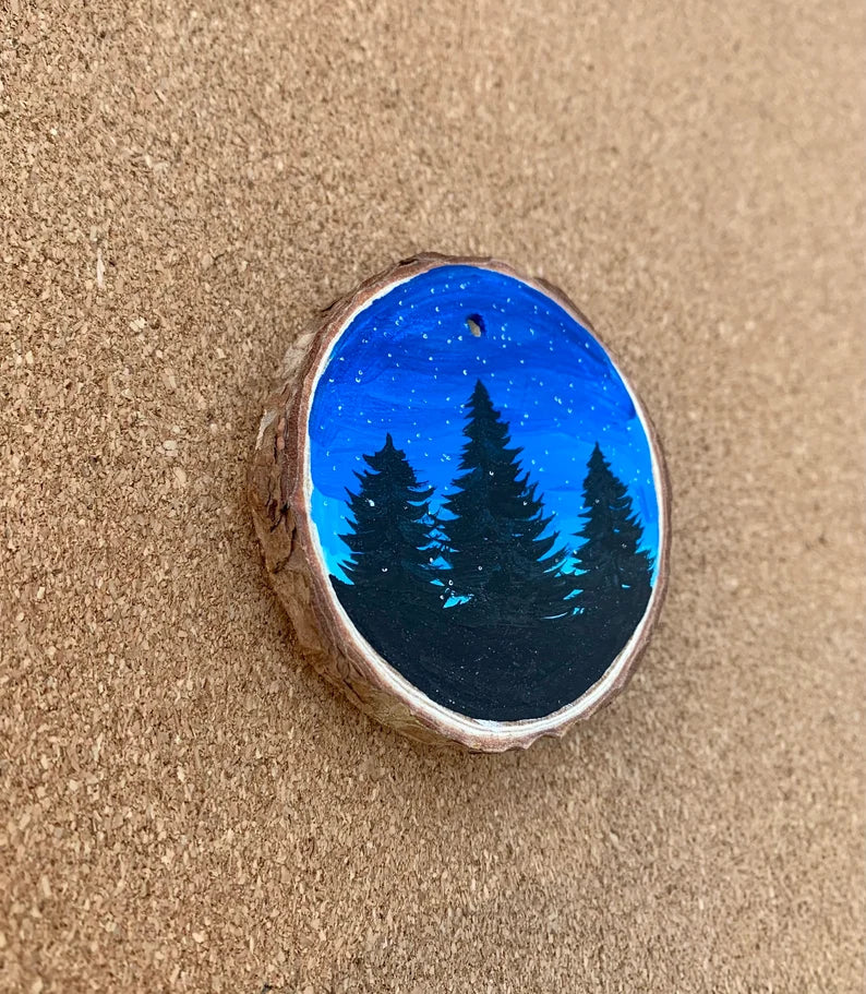 Blue Night Sky Trees Magnet