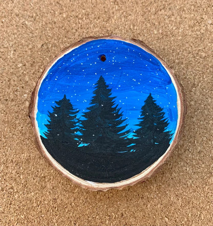 Blue Night Sky Trees Magnet