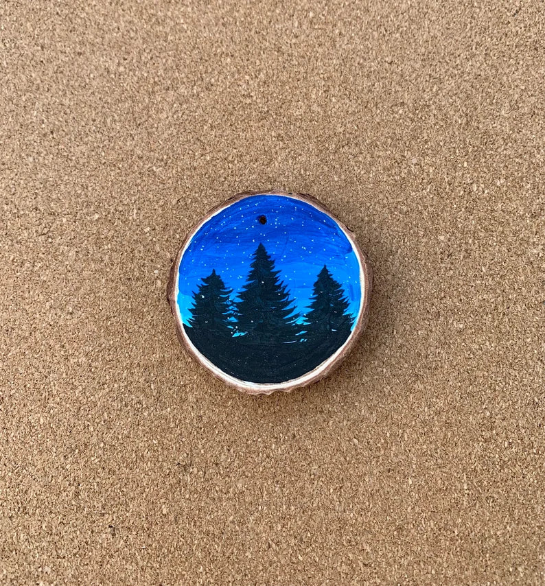 Blue Night Sky Trees Magnet